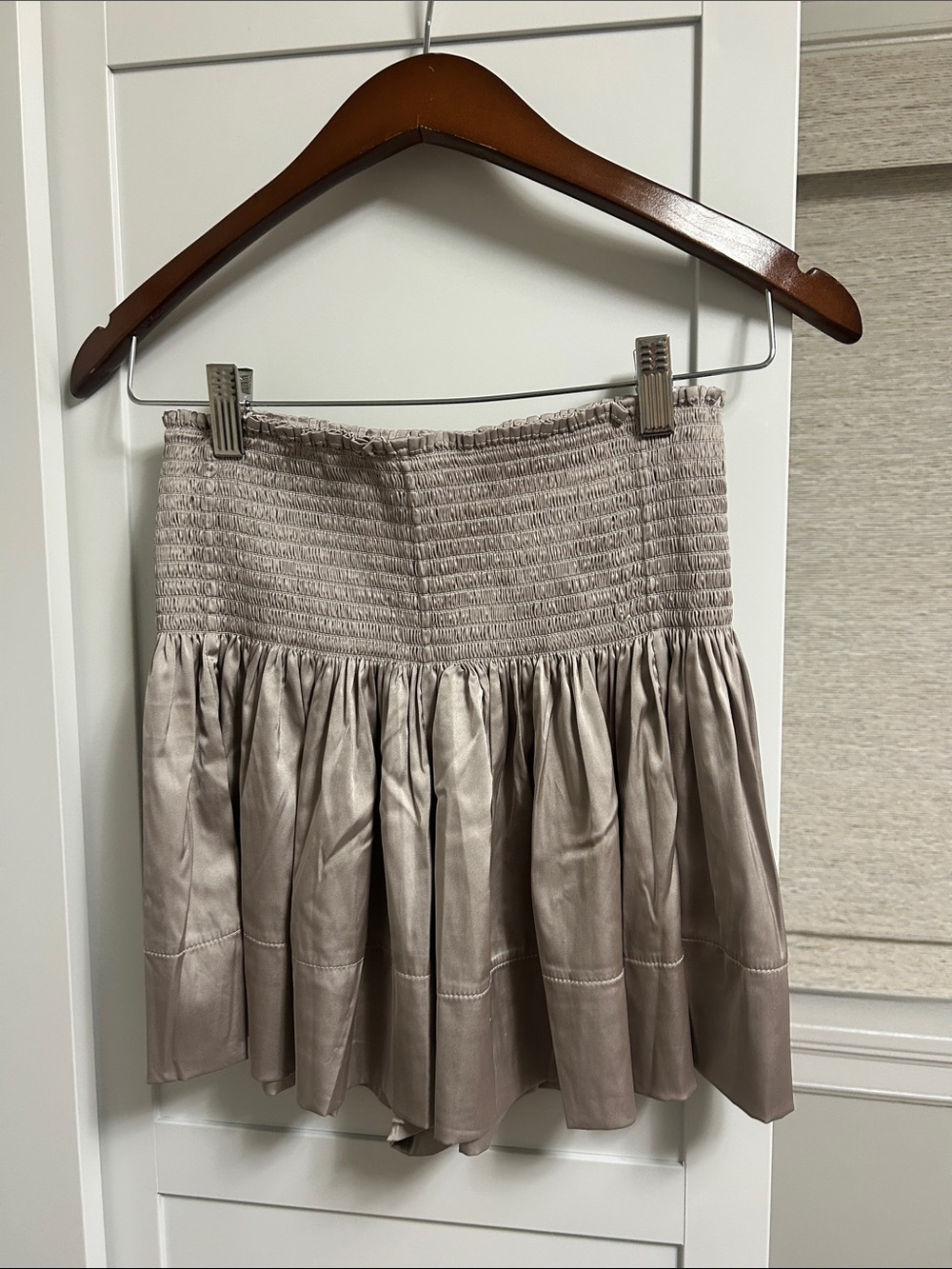 NATURAL LIFE Taupe Smocked Waist Mini Skirt